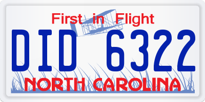 NC license plate DID6322