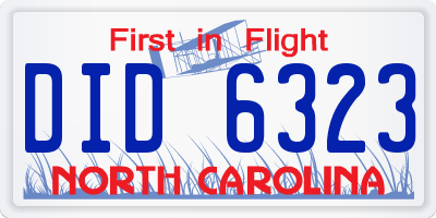 NC license plate DID6323