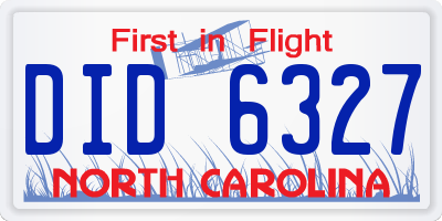 NC license plate DID6327