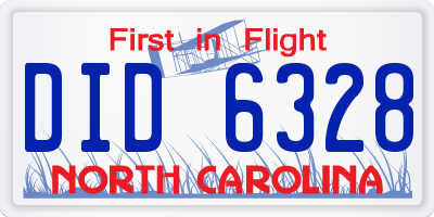 NC license plate DID6328