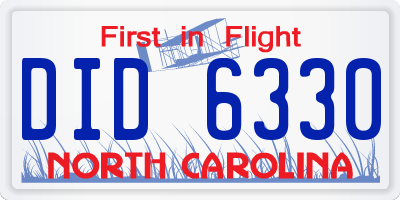 NC license plate DID6330