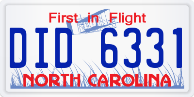 NC license plate DID6331