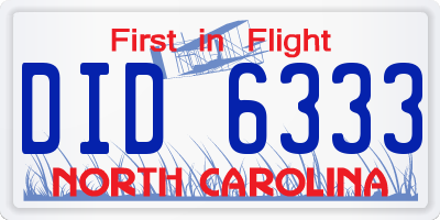 NC license plate DID6333