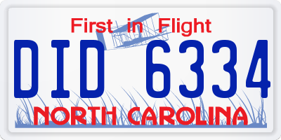 NC license plate DID6334