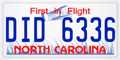 NC license plate DID6336