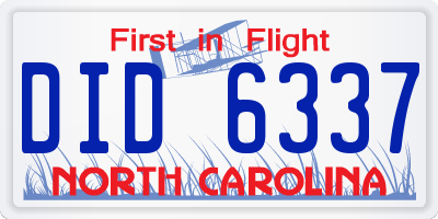 NC license plate DID6337