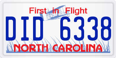 NC license plate DID6338