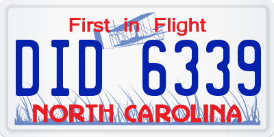NC license plate DID6339