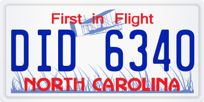 NC license plate DID6340