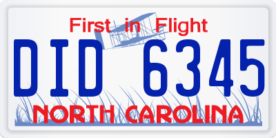 NC license plate DID6345