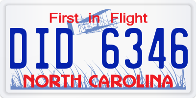 NC license plate DID6346
