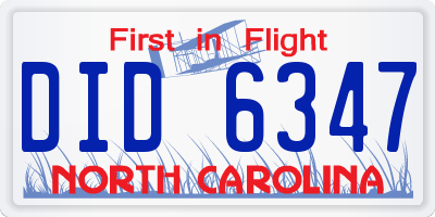 NC license plate DID6347