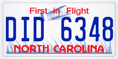 NC license plate DID6348