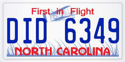 NC license plate DID6349