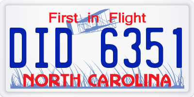 NC license plate DID6351
