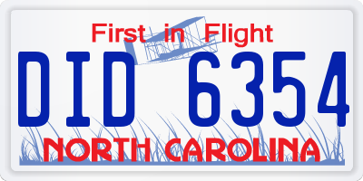 NC license plate DID6354