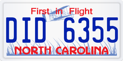 NC license plate DID6355