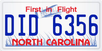 NC license plate DID6356