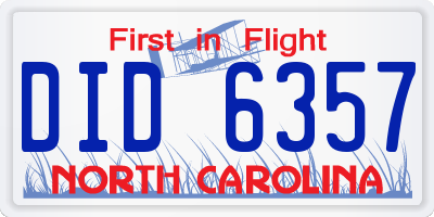 NC license plate DID6357