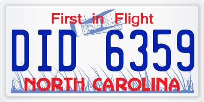 NC license plate DID6359