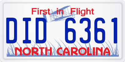NC license plate DID6361