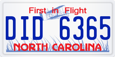 NC license plate DID6365