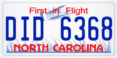 NC license plate DID6368
