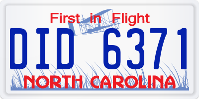 NC license plate DID6371