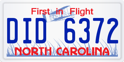 NC license plate DID6372