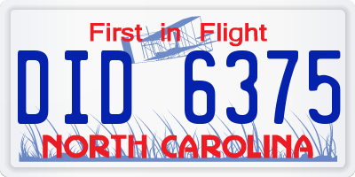 NC license plate DID6375