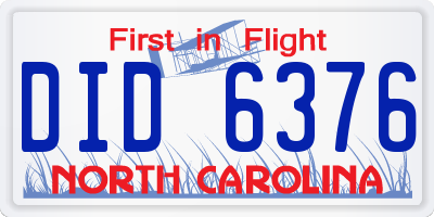 NC license plate DID6376