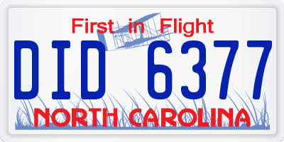 NC license plate DID6377