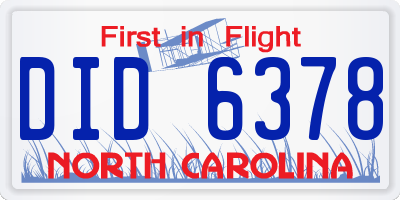 NC license plate DID6378
