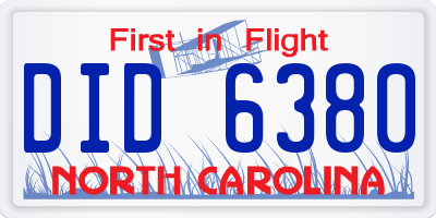 NC license plate DID6380
