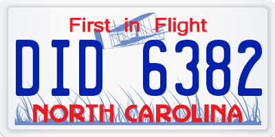 NC license plate DID6382