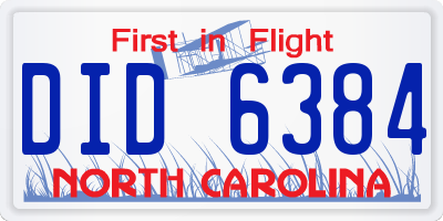 NC license plate DID6384