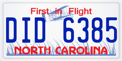 NC license plate DID6385