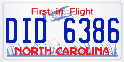 NC license plate DID6386