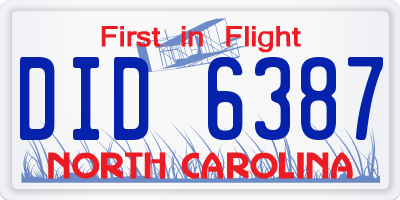 NC license plate DID6387