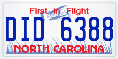 NC license plate DID6388