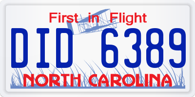 NC license plate DID6389