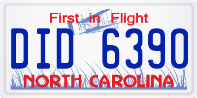 NC license plate DID6390