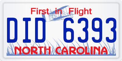 NC license plate DID6393