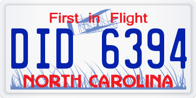 NC license plate DID6394