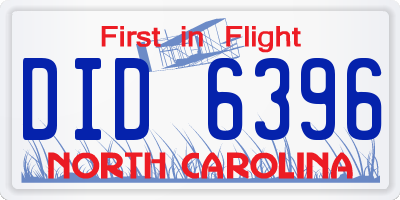 NC license plate DID6396
