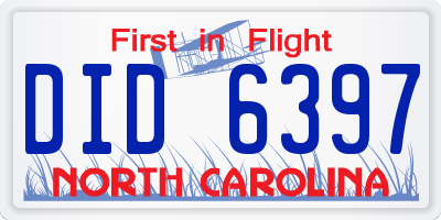 NC license plate DID6397
