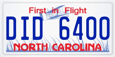 NC license plate DID6400