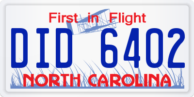 NC license plate DID6402