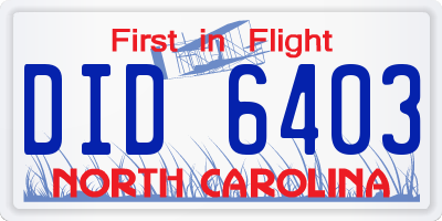 NC license plate DID6403