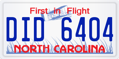 NC license plate DID6404